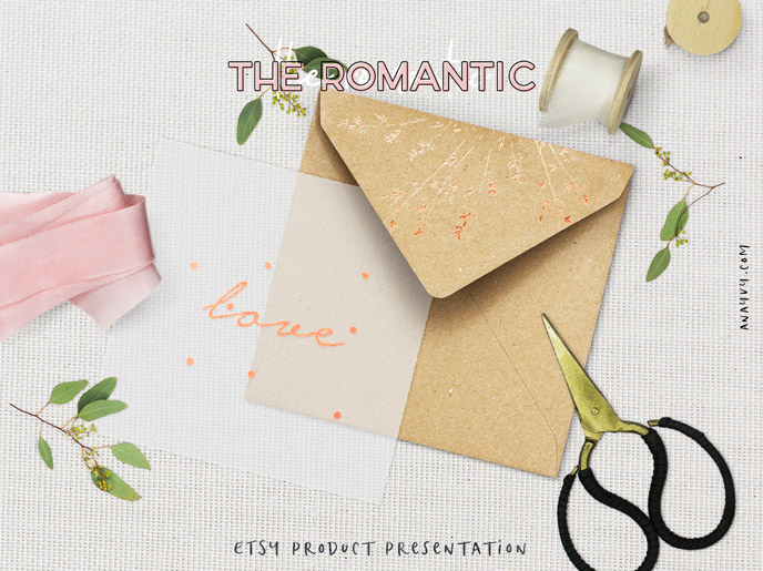 Etsy shop product presentation - the romantic - made with scene creator mockup
