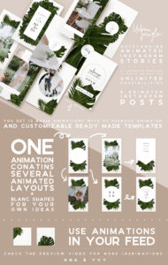 urban jungle instagram animated-post story stories greenery palm wedding template graphic business premade